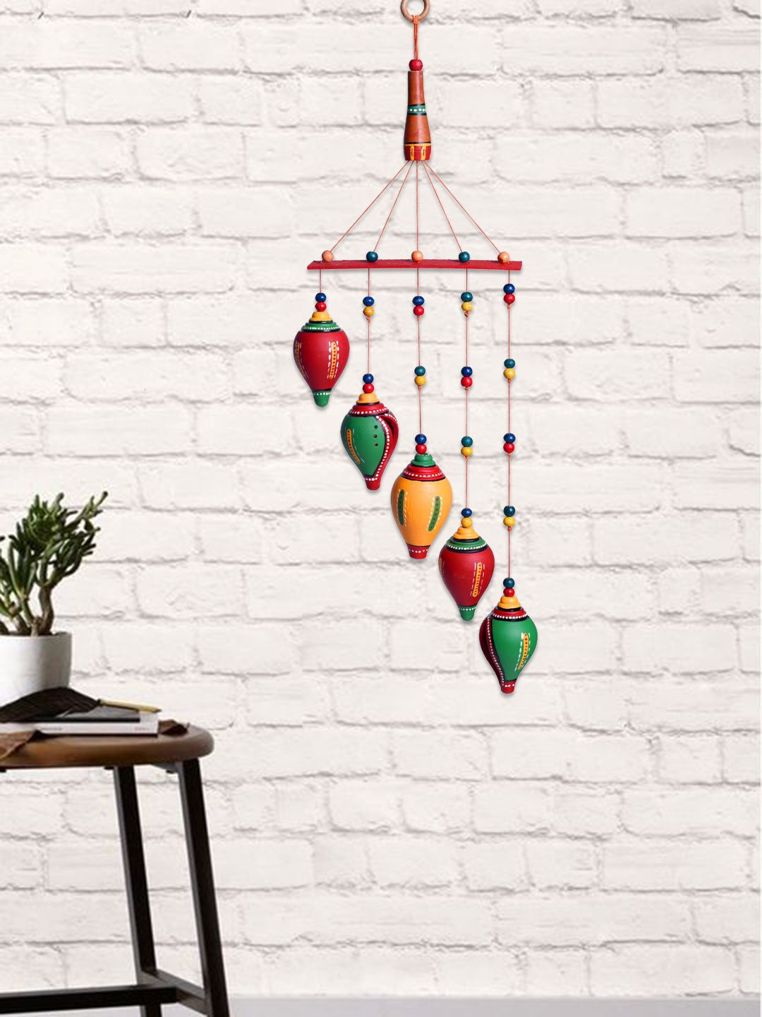

Unravel India Teracotta Shankh Wind Chime, Red
