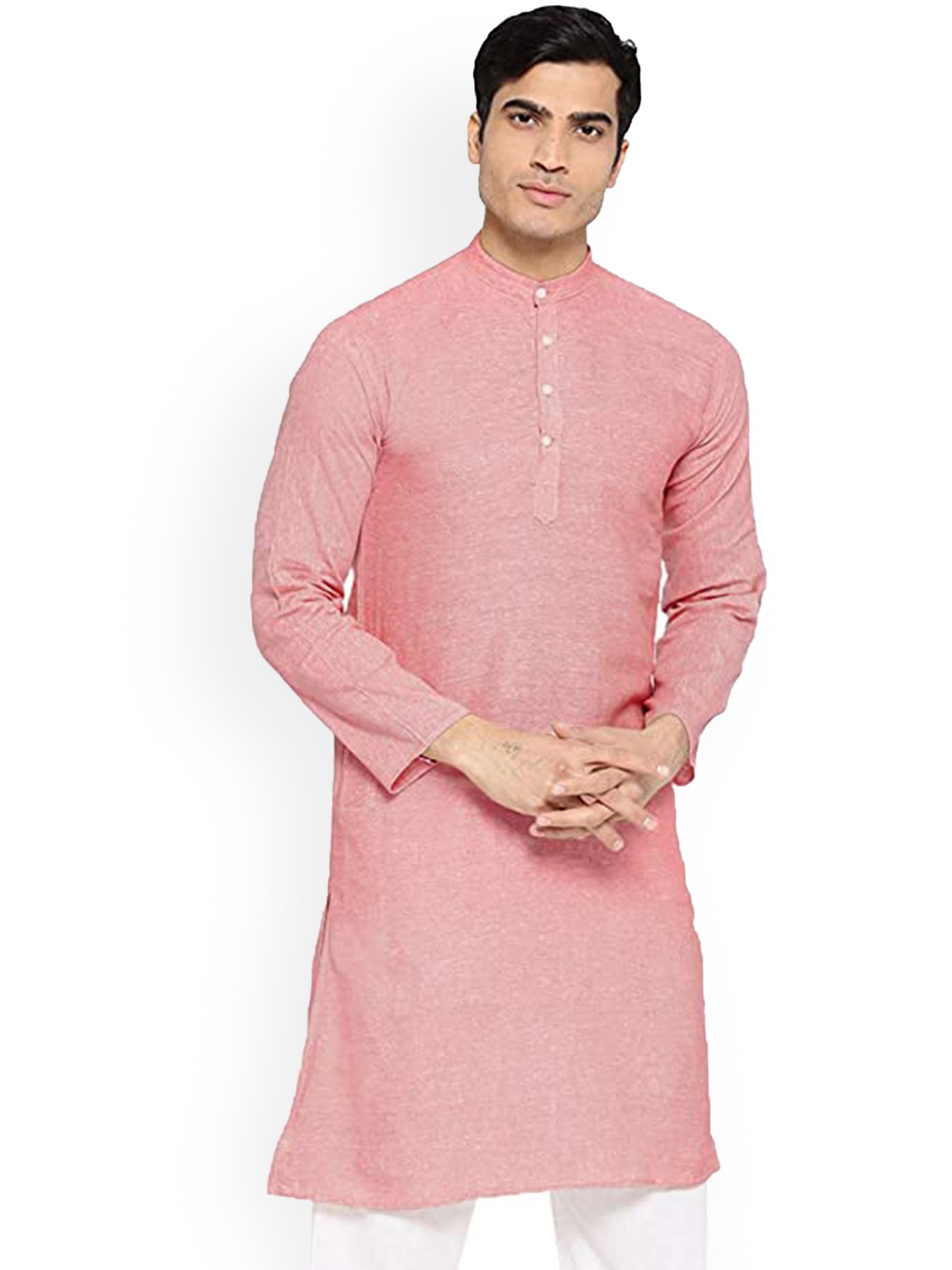 

Vastraa Fusion Men Red Solid Cotton Thread Work Kurta
