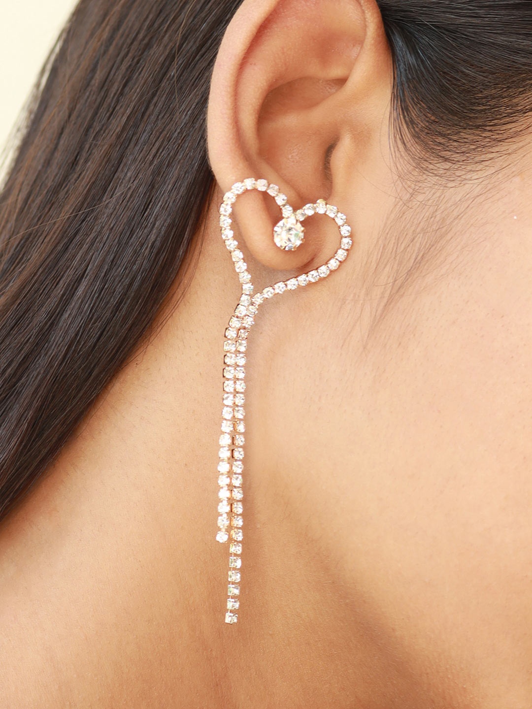 

Ayesha Rose Gold Contemporary Crystal Studded Drop Earrings