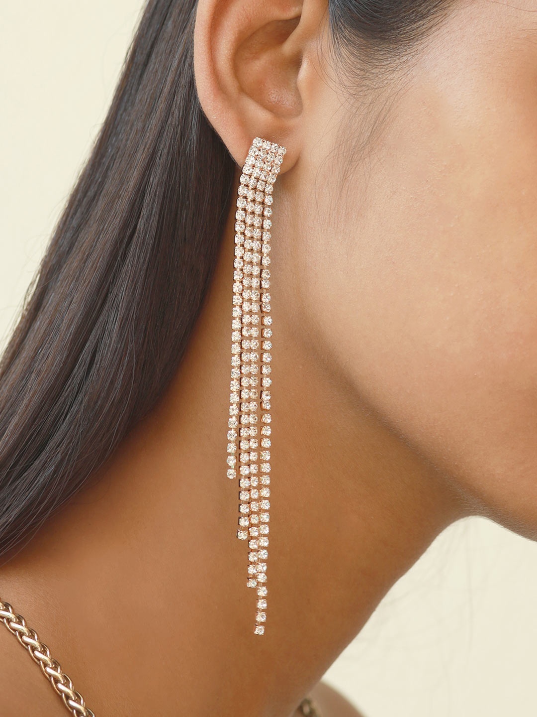 

Ayesha Gold-Toned Crystal Studded Drop Earrings