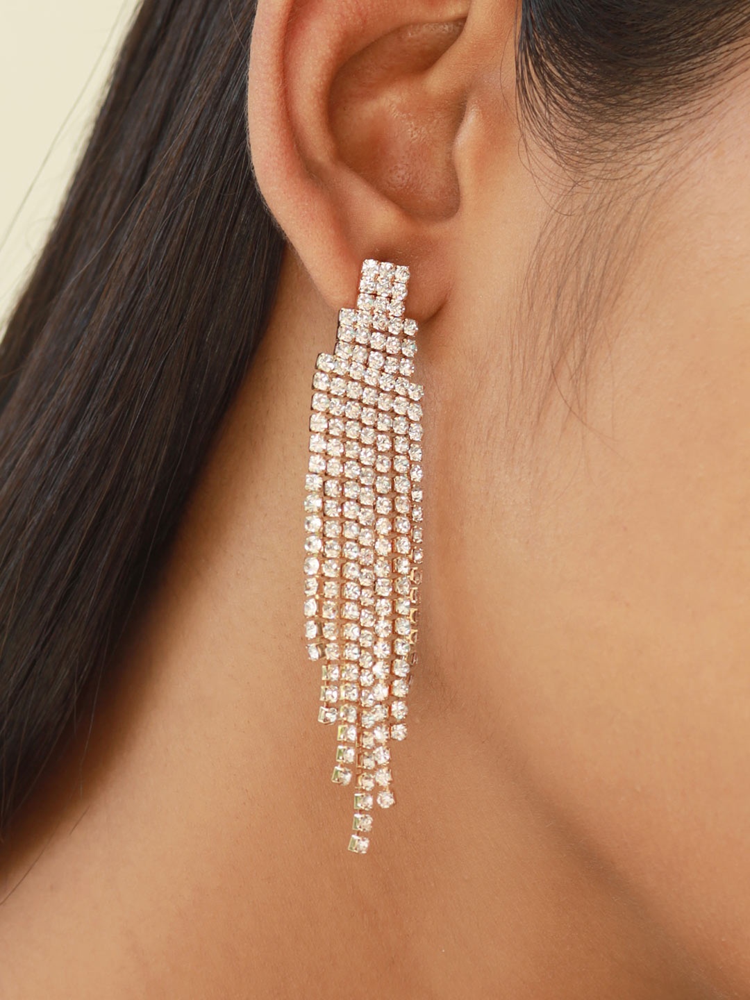 

Ayesha Women Gold-Toned Crystal Studded Drop Earrings