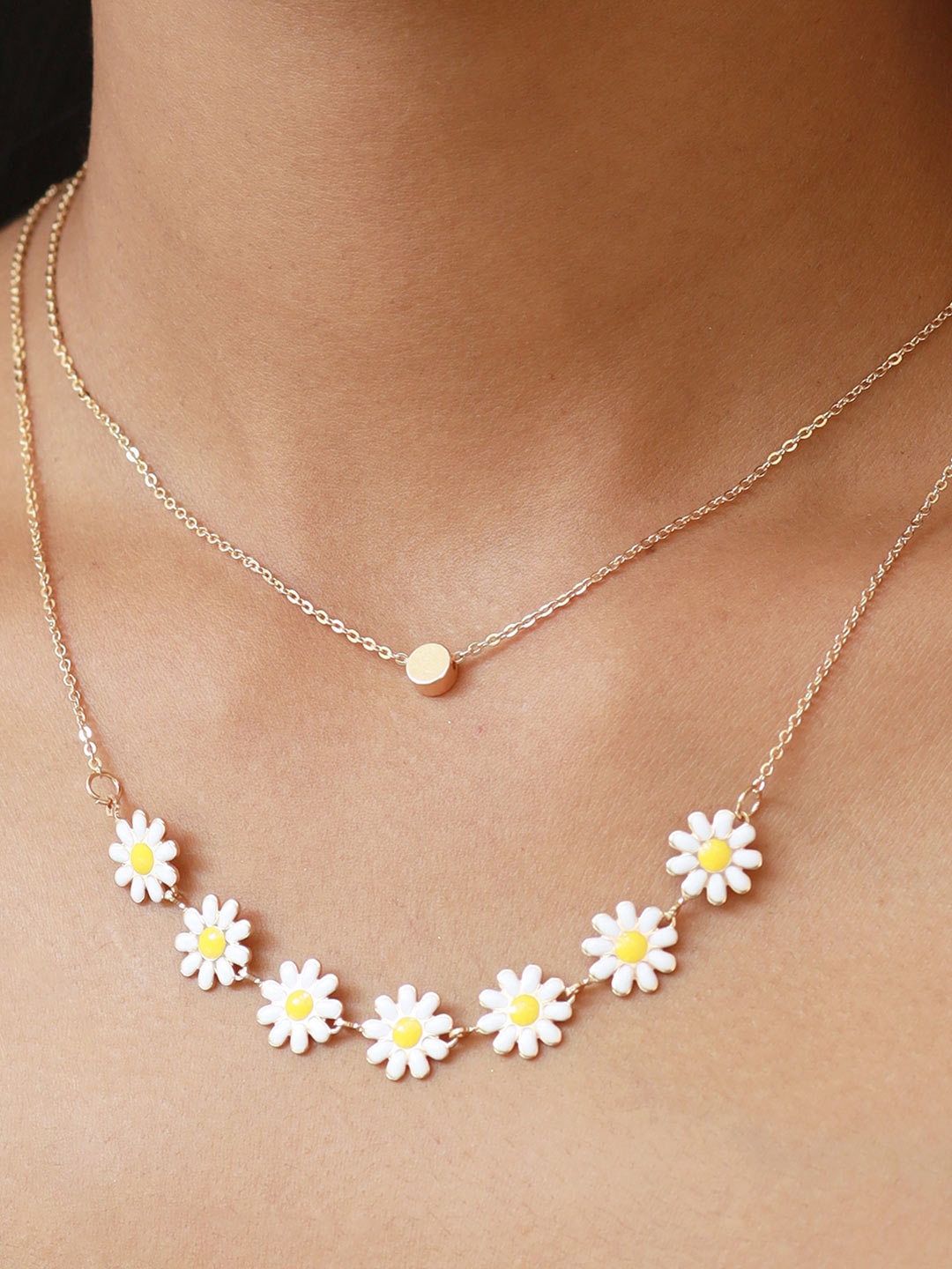 

Ayesha Women Gold-Plated & White Flower Studded Necklace