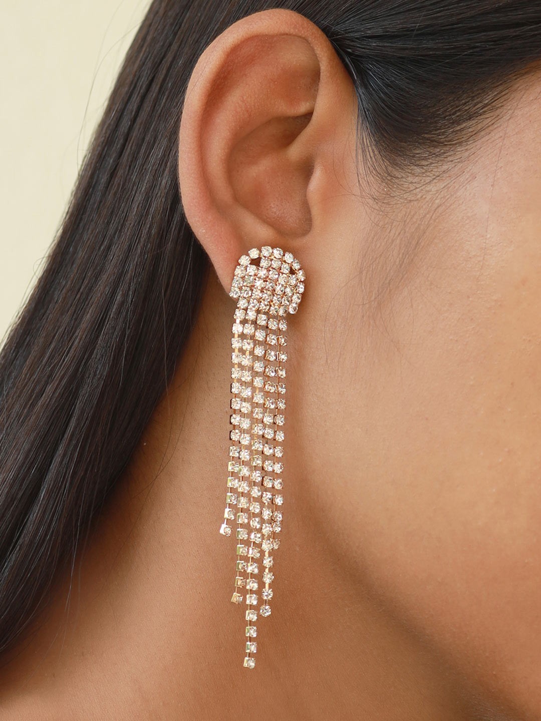

Ayesha Women Gold-Plated Crystal Studded Drop Earrings