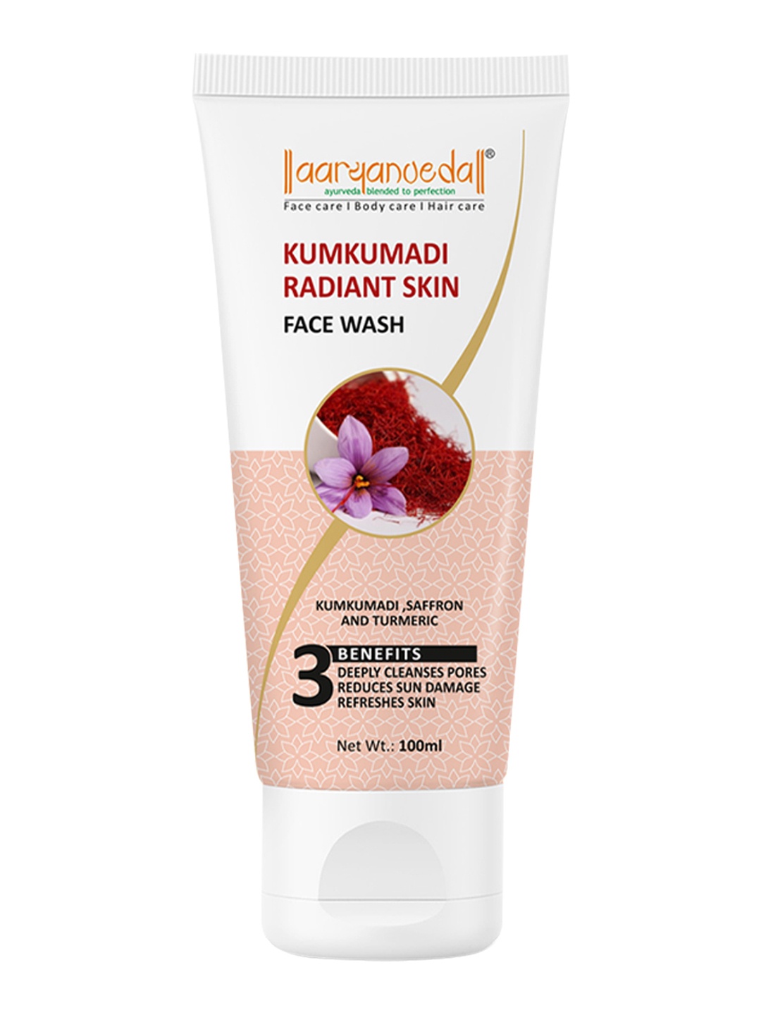 

Aryanveda Kumkumadi Radiant Skin Face Wash With Saffron & Turmeric For Reduces Sun Damage, 100ml, Pink