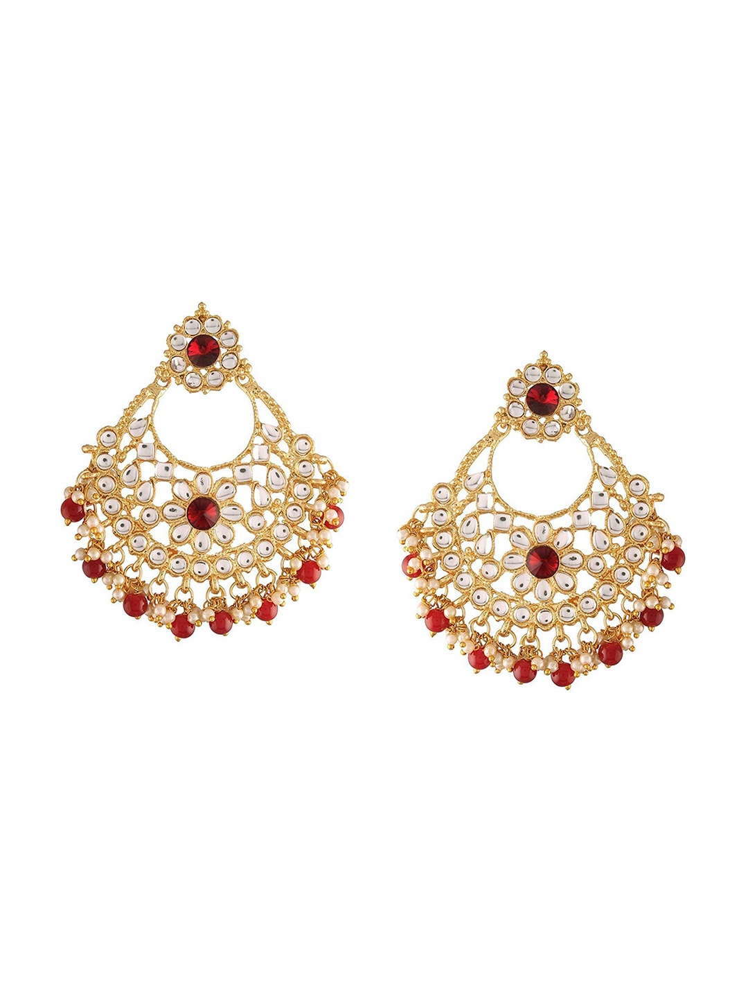 

I Jewels Maroon Contemporary Chandbalis Earrings