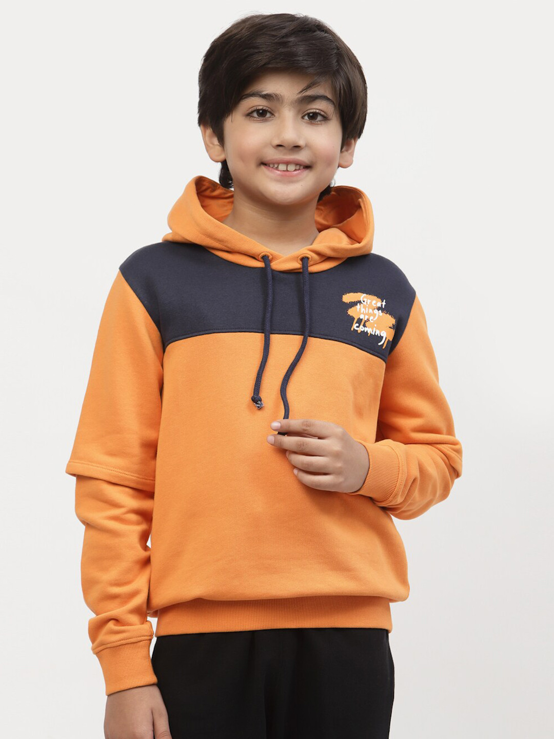 

SPUNKIES Boys Orange Hooded Sweatshirt