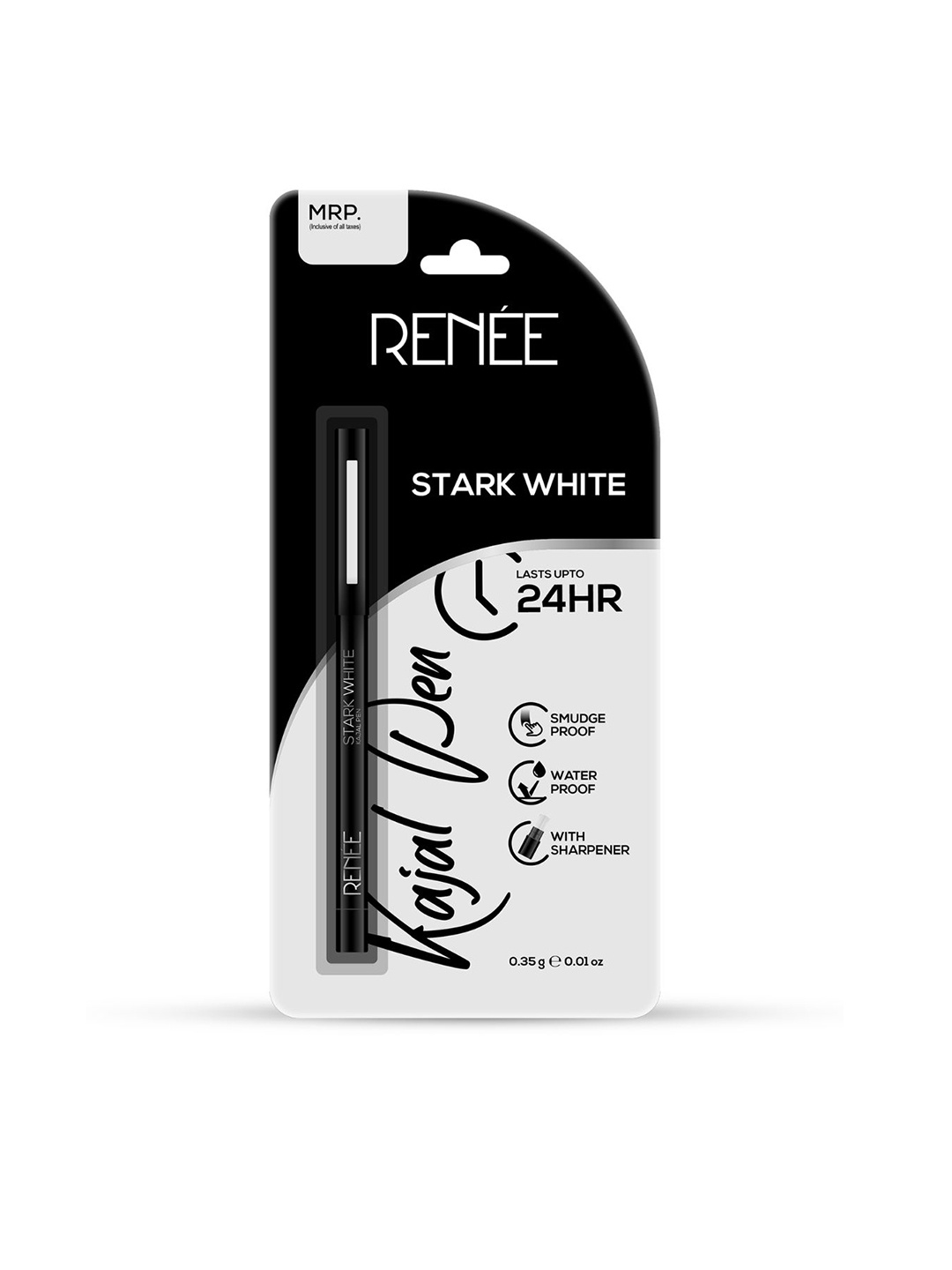 

Renee Long-Lasting Smudge-Proof Kajal Pen with Sharpener 0.35g - Stark White