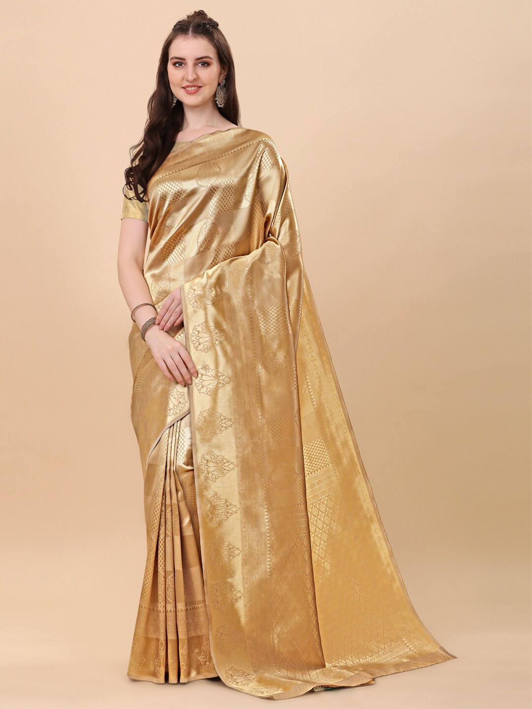 

Kasak Gold-Toned Ethnic Motifs Zari Silk Blend Saree