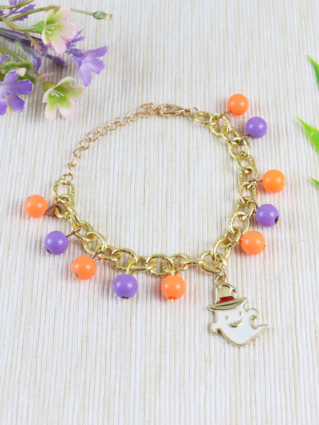 

Asthetika Kids Girls Orange & Purple Gold-Plated Link Bracelet