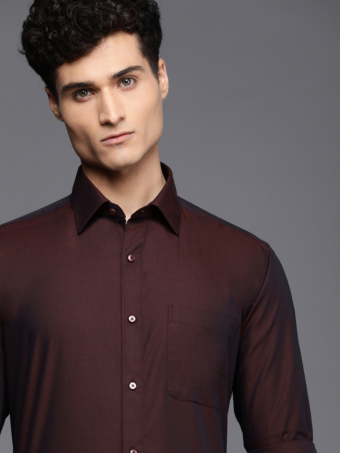 

Raymond Men Maroon Pure Cotton Slim Fit Long Sleeves Formal Shirt