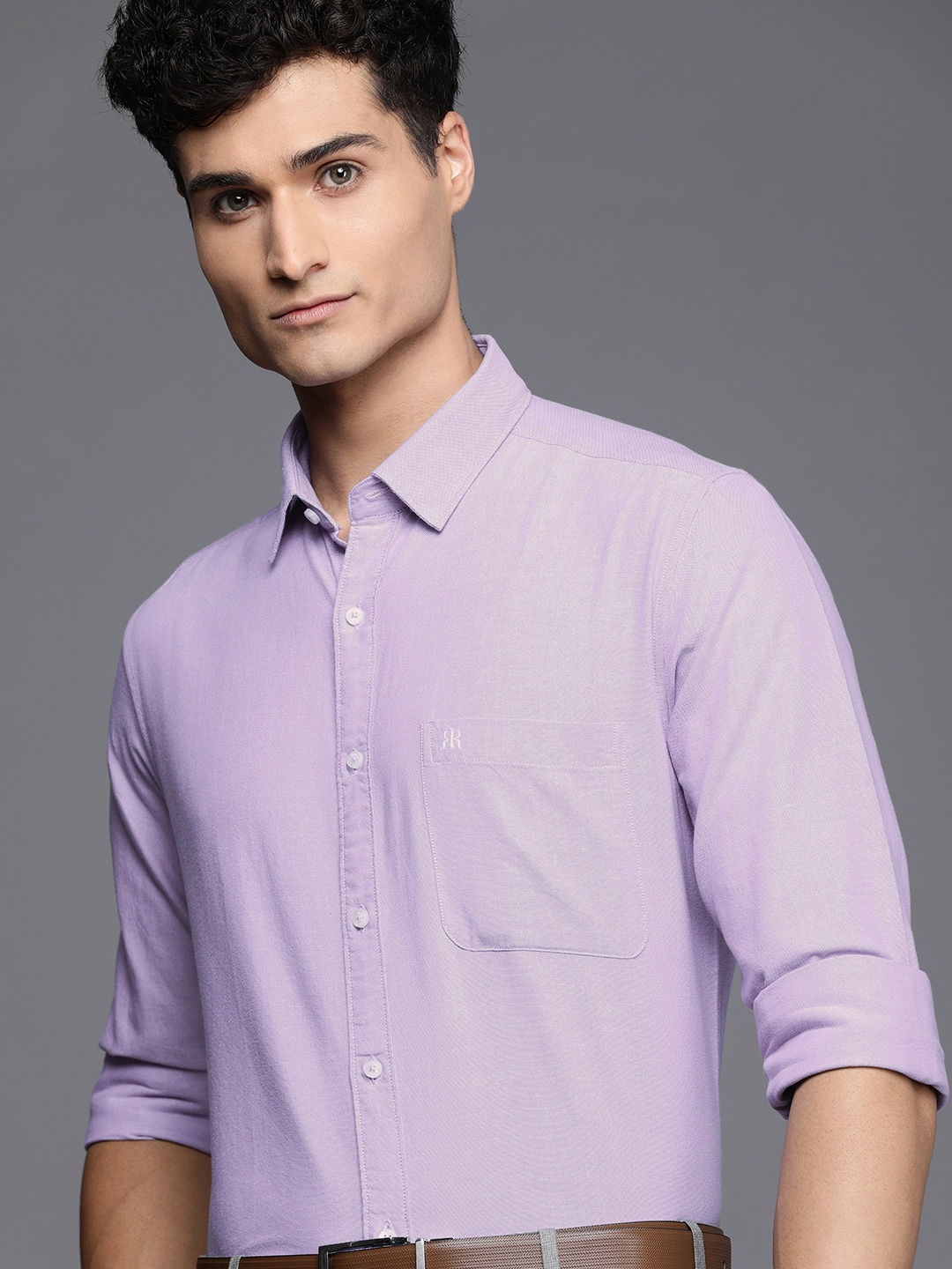 

Raymond Men Purple Pure Cotton Slim Fit Long Sleeves Casual Shirt