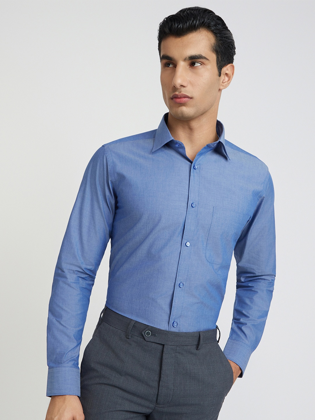 

Raymond Men Blue Pure Cotton Slim Fit Long Sleeves Formal Shirt