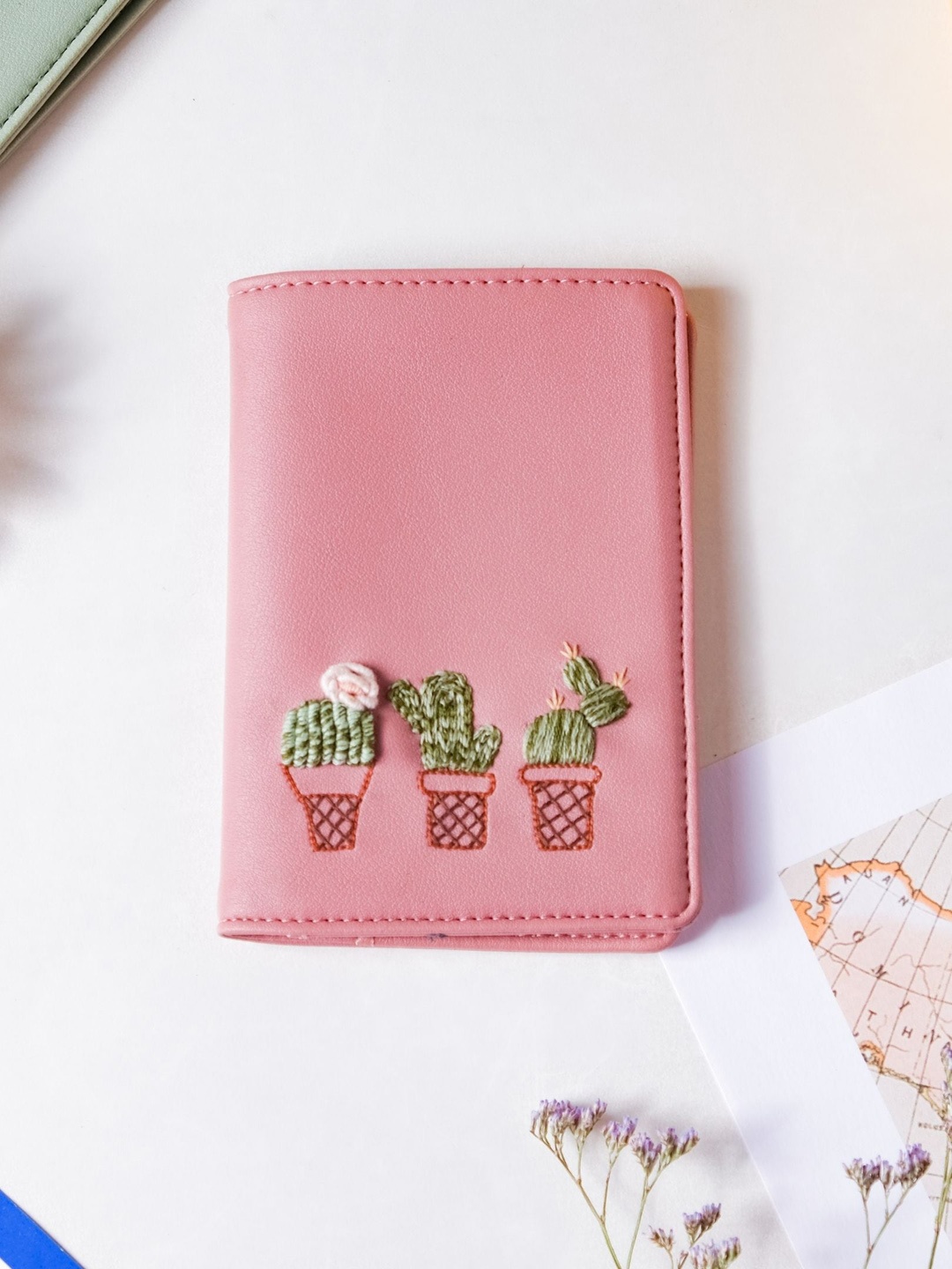 

Nestasia Pink Embroidery Passport Cover Travel Accessory