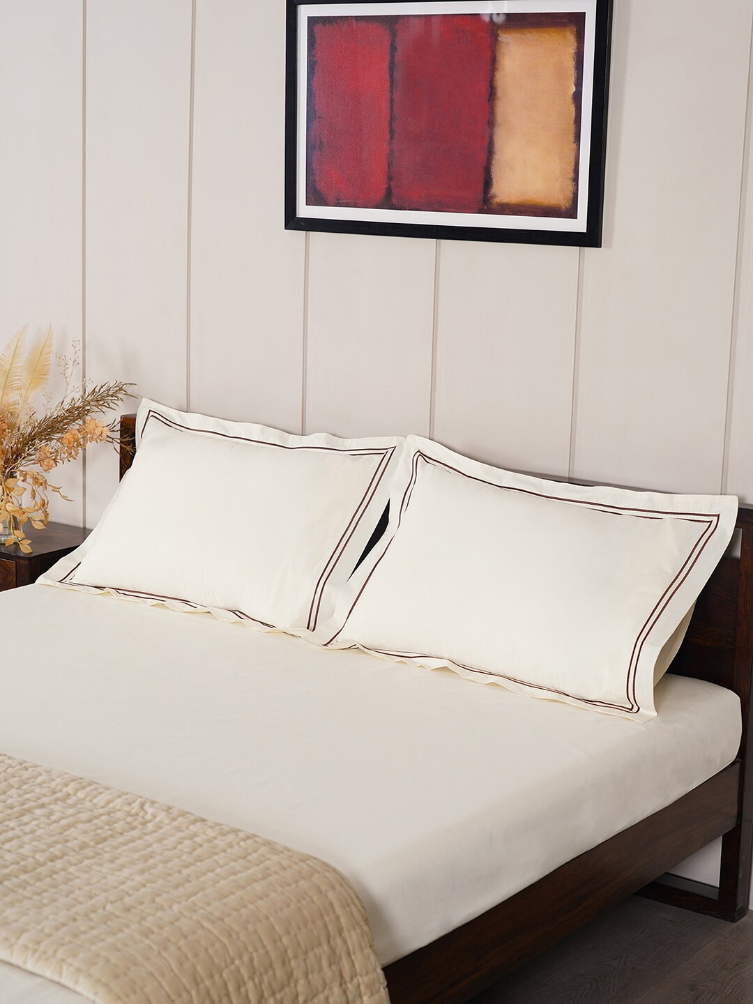 

Pure Home and Living Brown & White King Bedsheet with 2 Pillow Covers