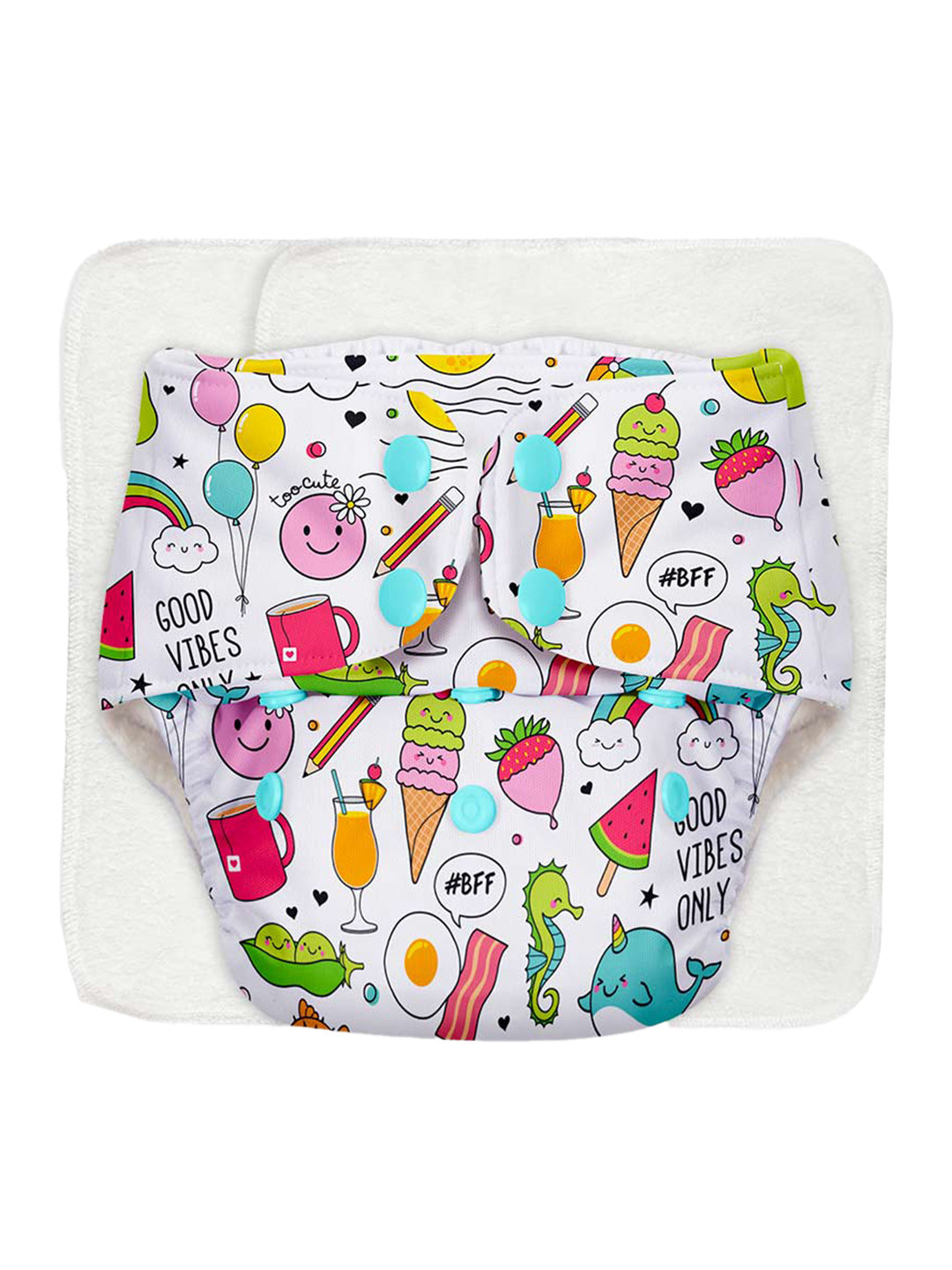 

SuperBottoms Kids Multicoloured Adjustable Reusable Cloth Diaper with Quick Dry Pad, Multi