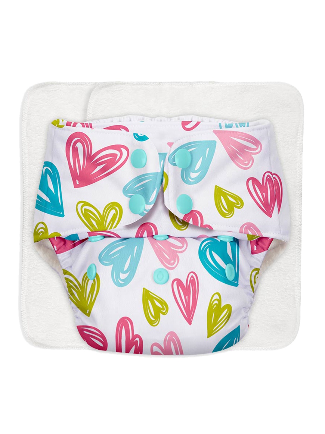 

SuperBottoms White & Blue Printed Eco Friendly Adjustable All Night Cloth Diaper