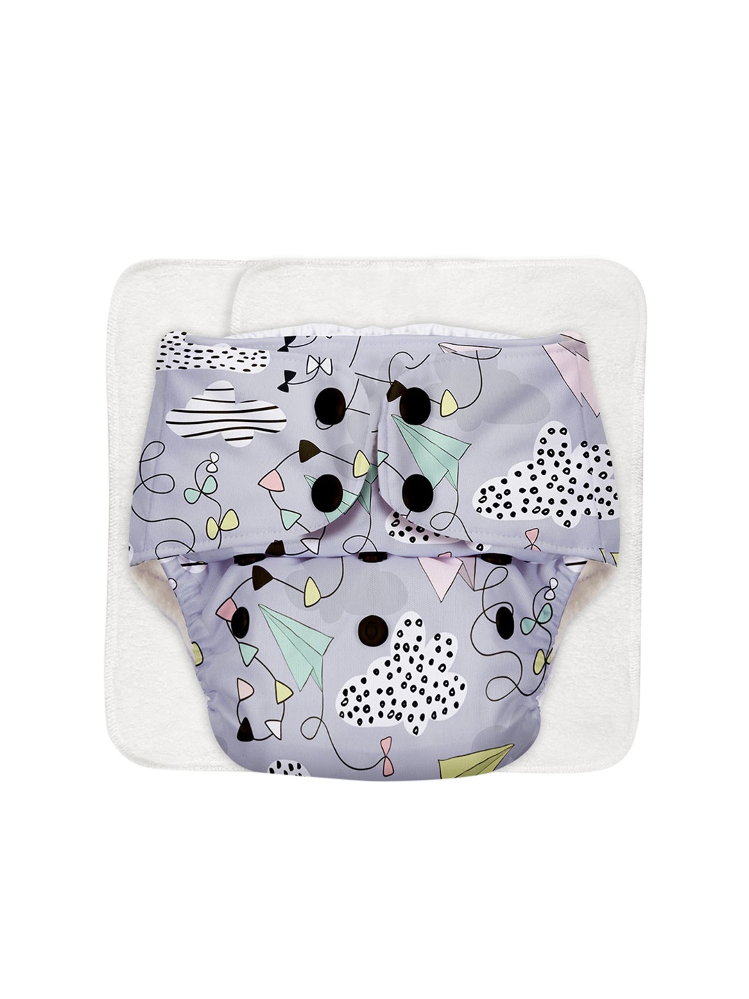 

SuperBottoms Grey & Black Printed Eco Friendly Adjustable All Night Cloth Diaper