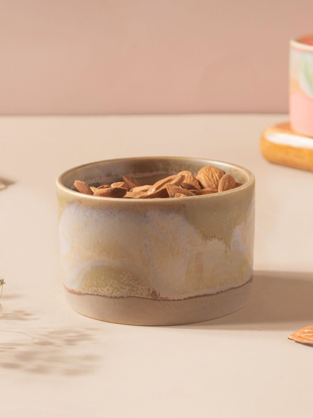 

Nestasia Beige Printed Microwave safe Ceramic Matte Bowl 150 ml