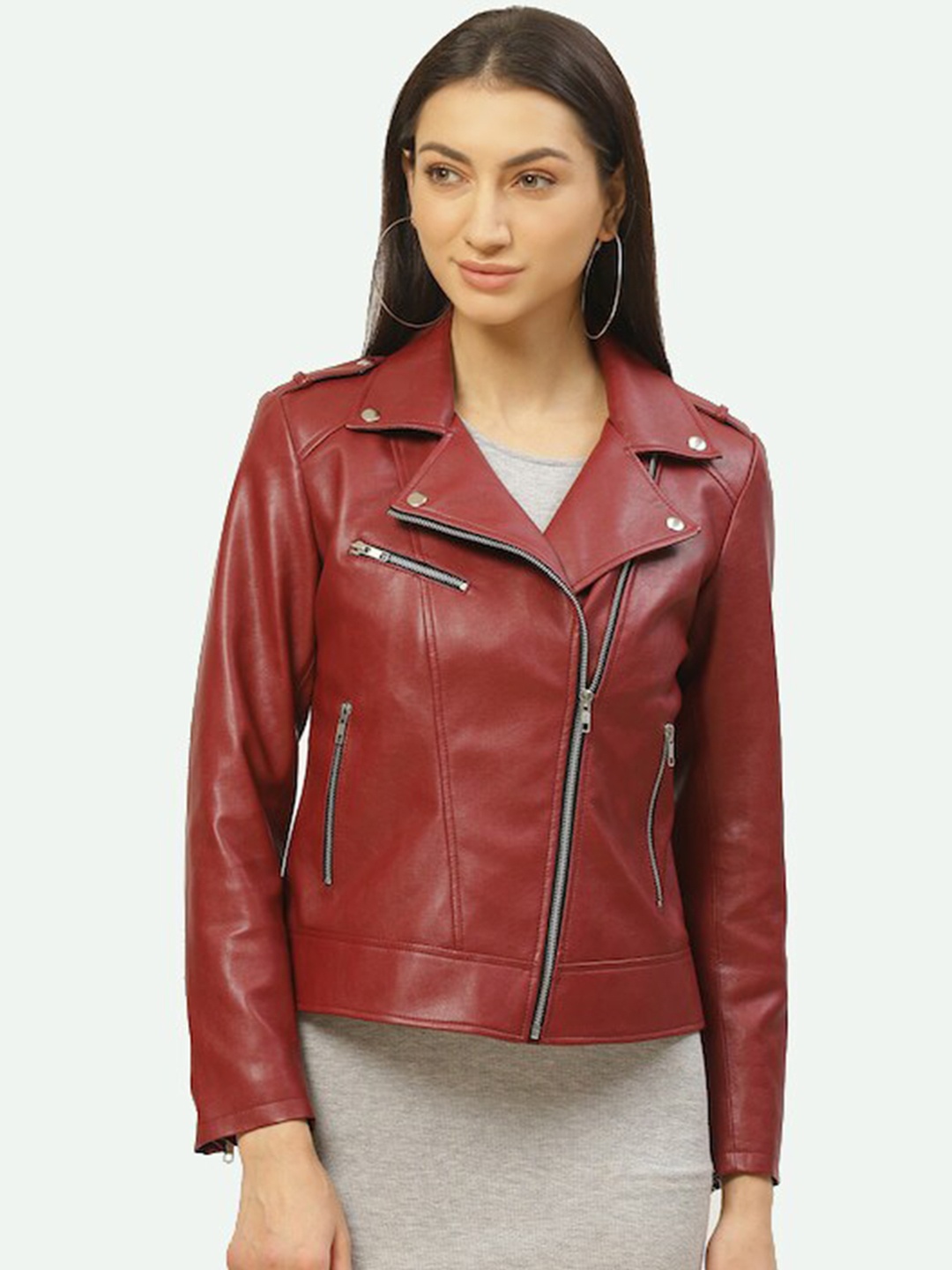 

Leather Retail Women Red Biker Jacket