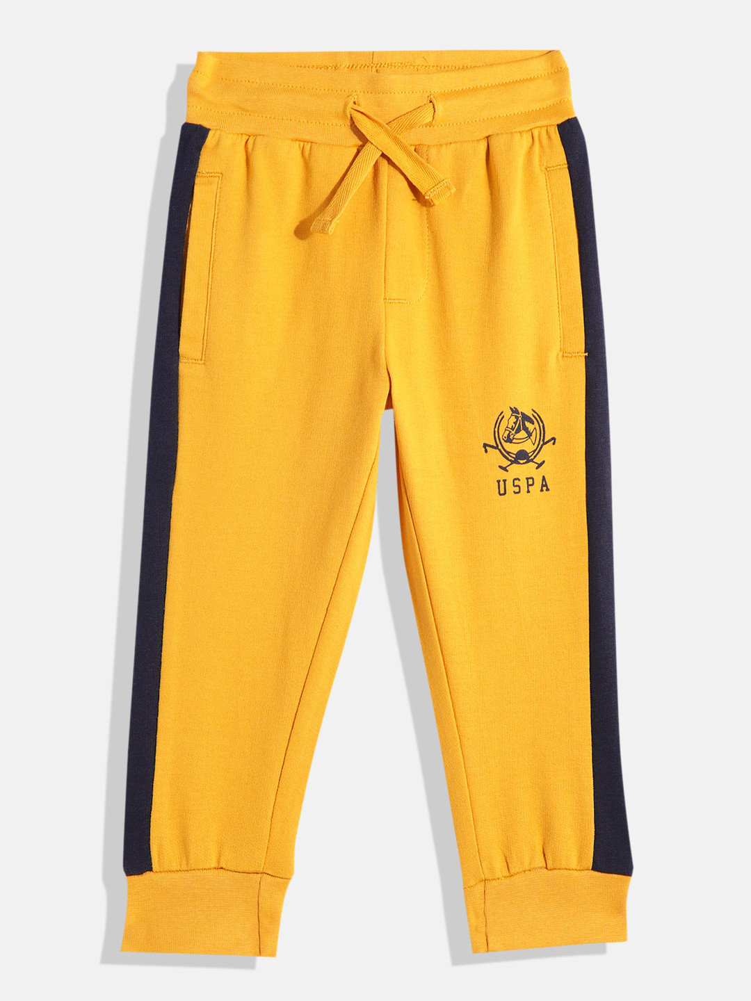 

U.S. Polo Assn. Kids Boys Brand Logo Printed Pure Cotton Joggers, Yellow