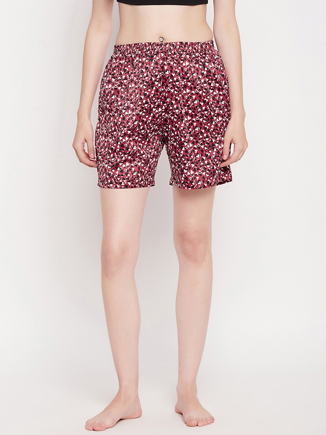 

Clovia Women Red & White Printed Lounge Shorts