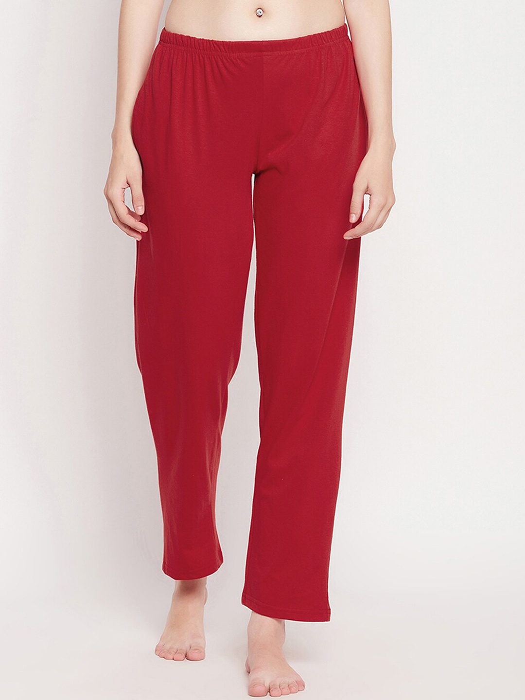 

Clovia Women Red Solid Pure Cotton Lounge Pants