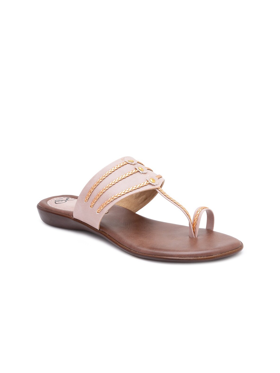 

Sole To Soul Women Peach-Coloured Ethnic One Toe Flats