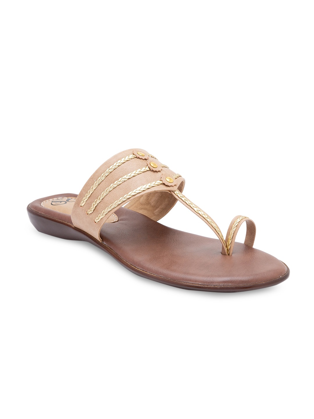

Sole To Soul Women Khaki Ethnic One Toe Flats