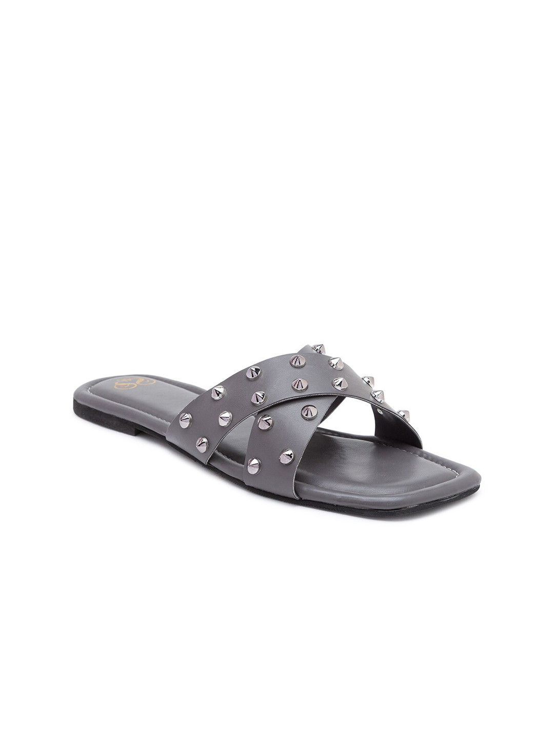 

Sole To Soul Women Grey Embellished Open Toe Flats