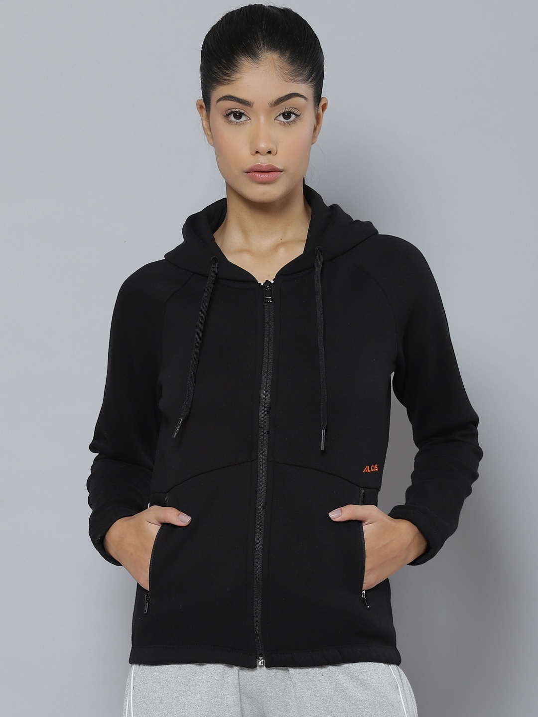 

Alcis Women Black Hooded Sweatshirt