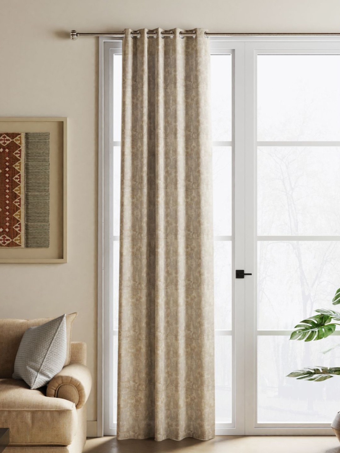 

BIANCA Gold-Toned & White Abstract Jacquard Blackout Door Curtain