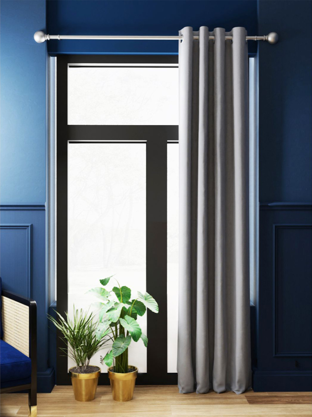 

BIANCA Grey Geometric Thermal Insulated Noise Reducing Black Out Door Curtain