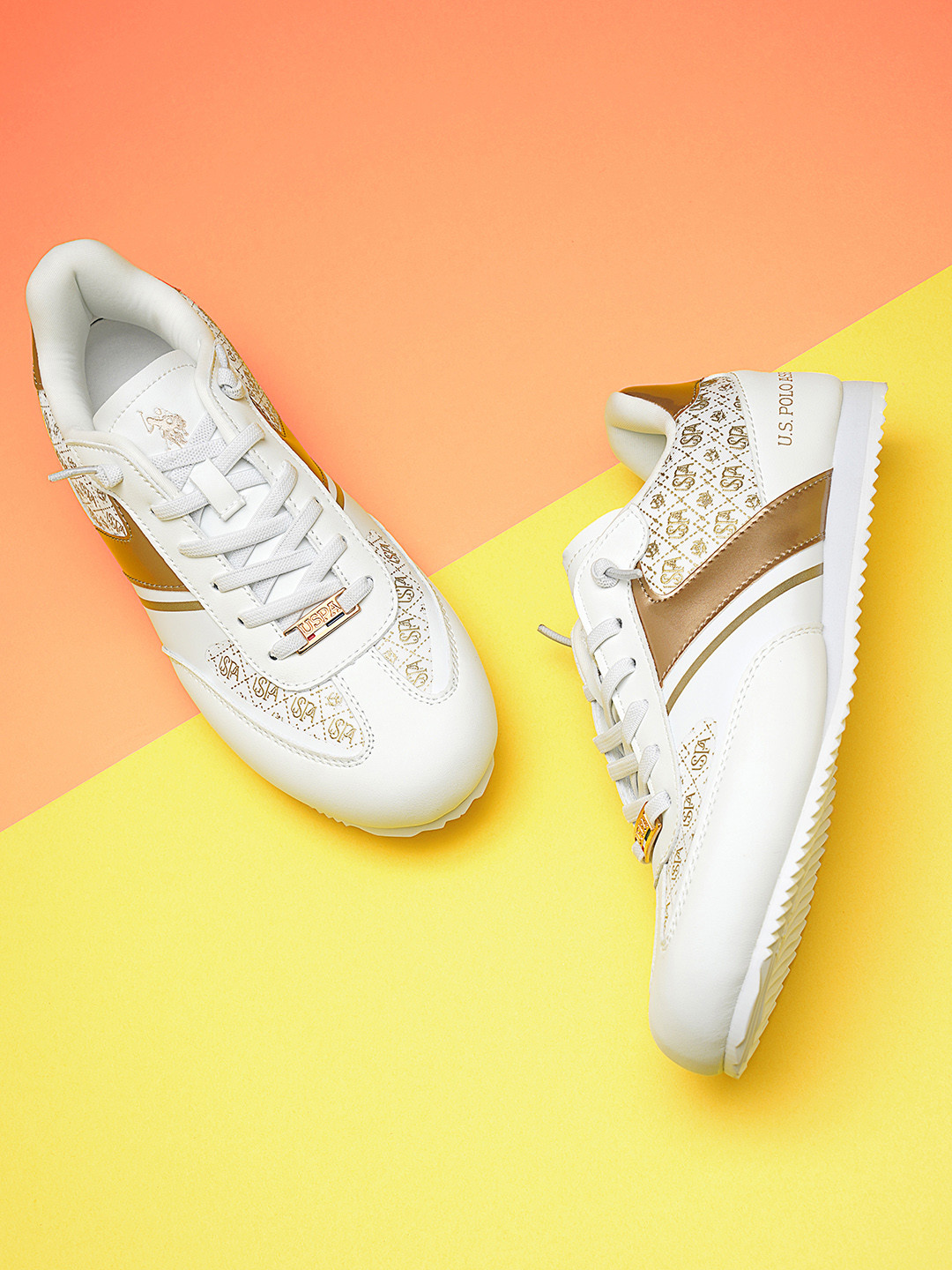 

U S Polo Assn Women Off White Printed Sneakers