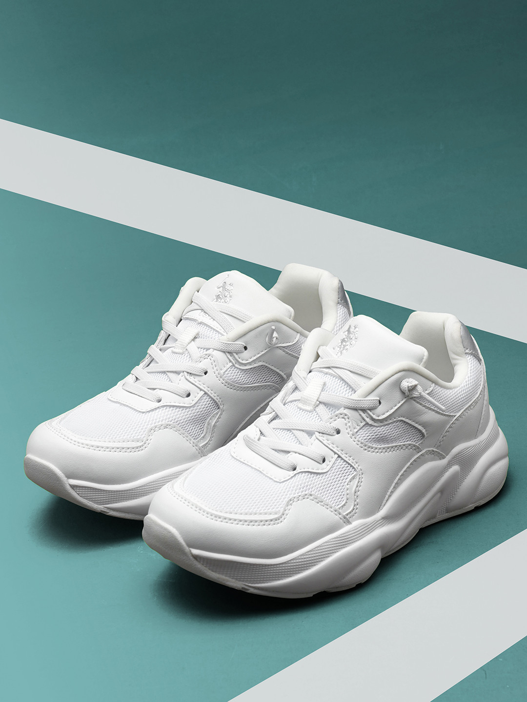 

U.S. Polo Assn. Women White Lace-Ups PU Sneakers