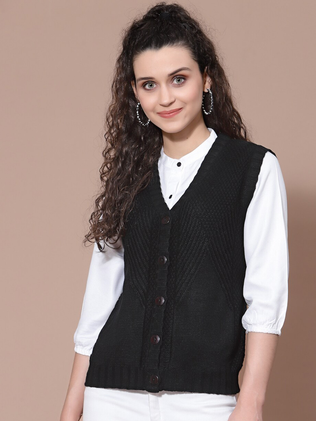 

Wool Trees Women Black Cable Knit Cardigan