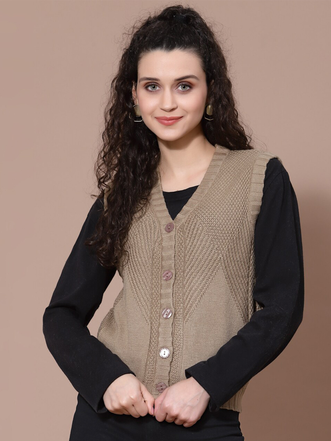 

Wool Trees Women Camel Brown Cardigan Sweater