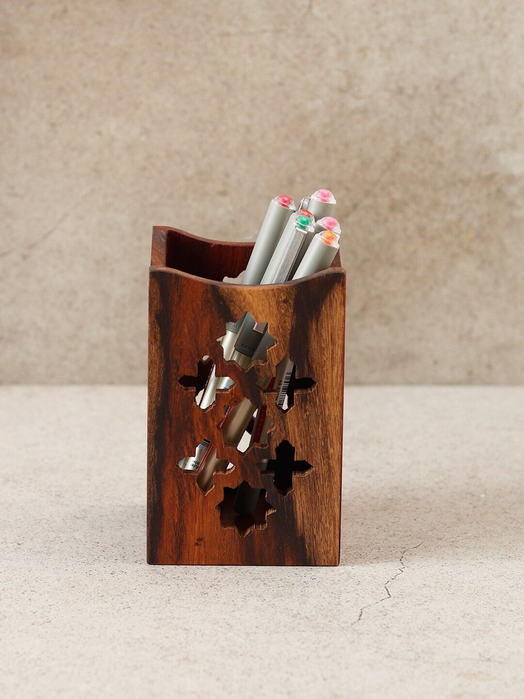 

Unravel India Brown Solid Pen Holder Organiser