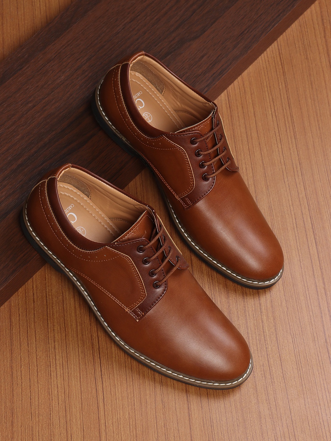 

Carlton London Men Tan Formal Oxfords Shoes