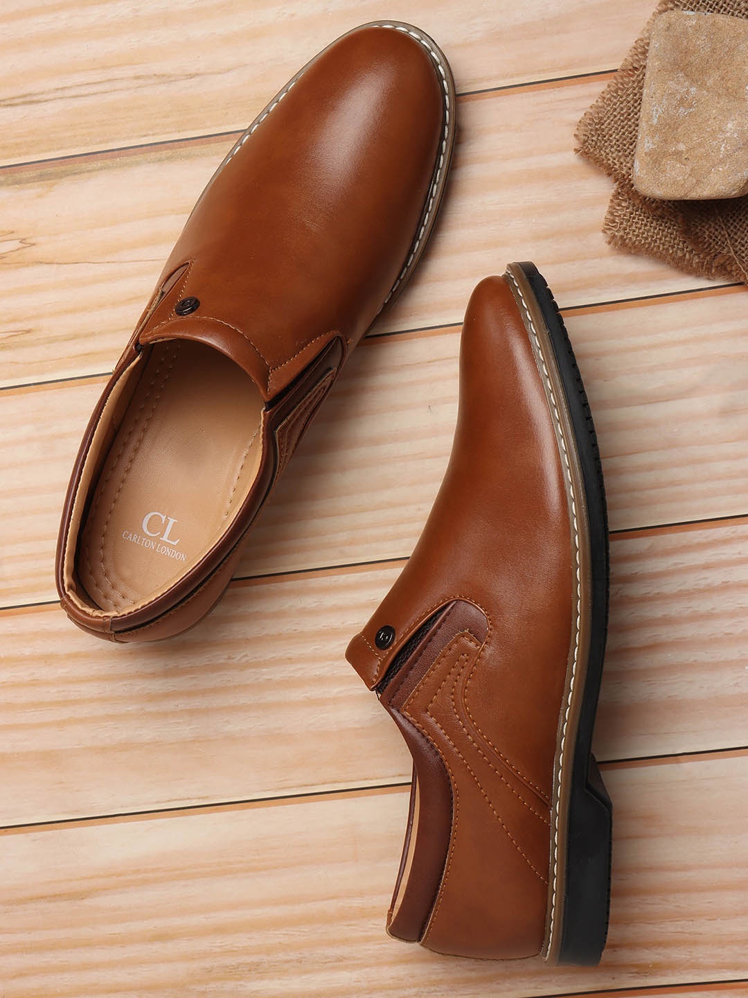 Carlton London Men Tan Formal Shoes