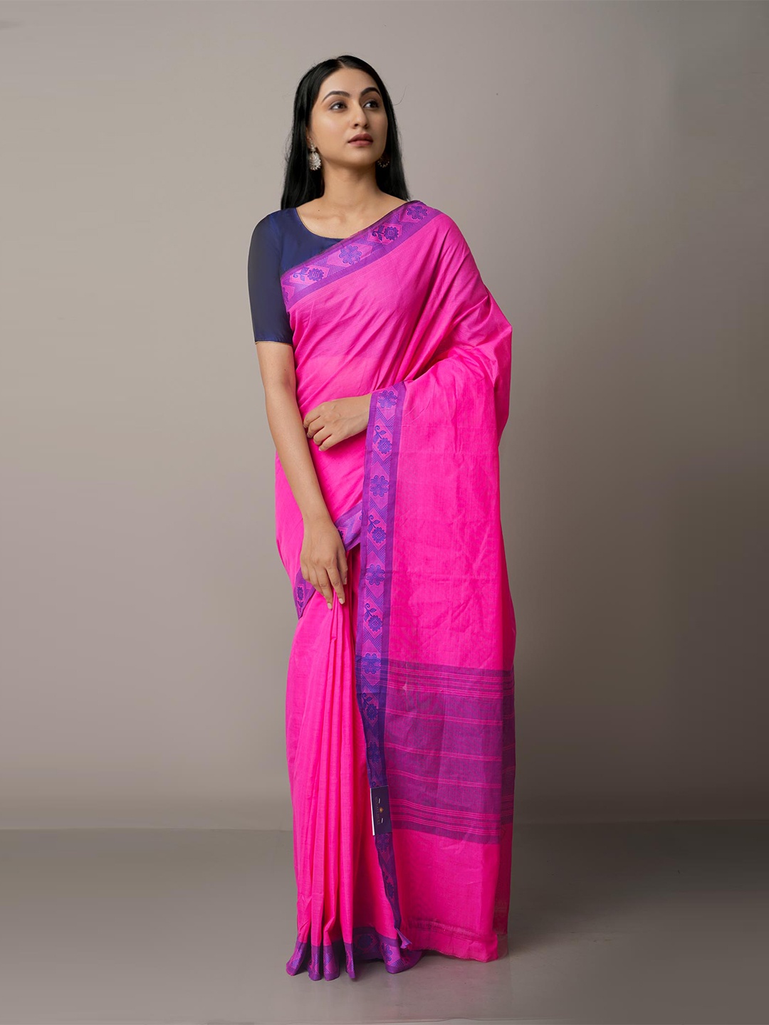 

Unnati Silks Pink & Lavender Ethnic Motifs Pure Cotton Venkatgiri Saree