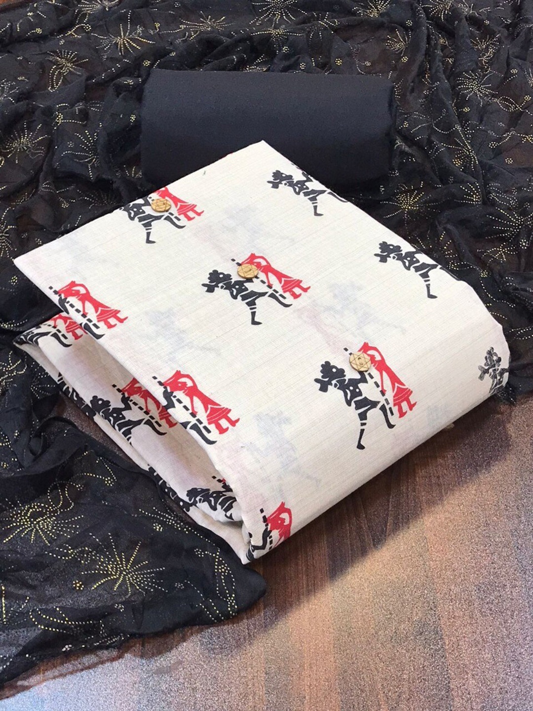 

MORLY Black & White Printed Unstitched Dress Material