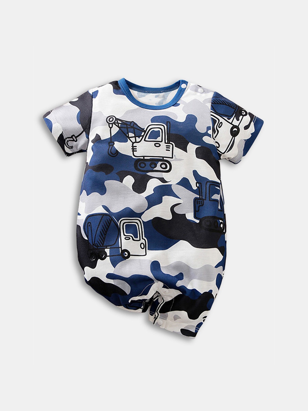 

Hopscotch Boys Navy Blue Printed Romper
