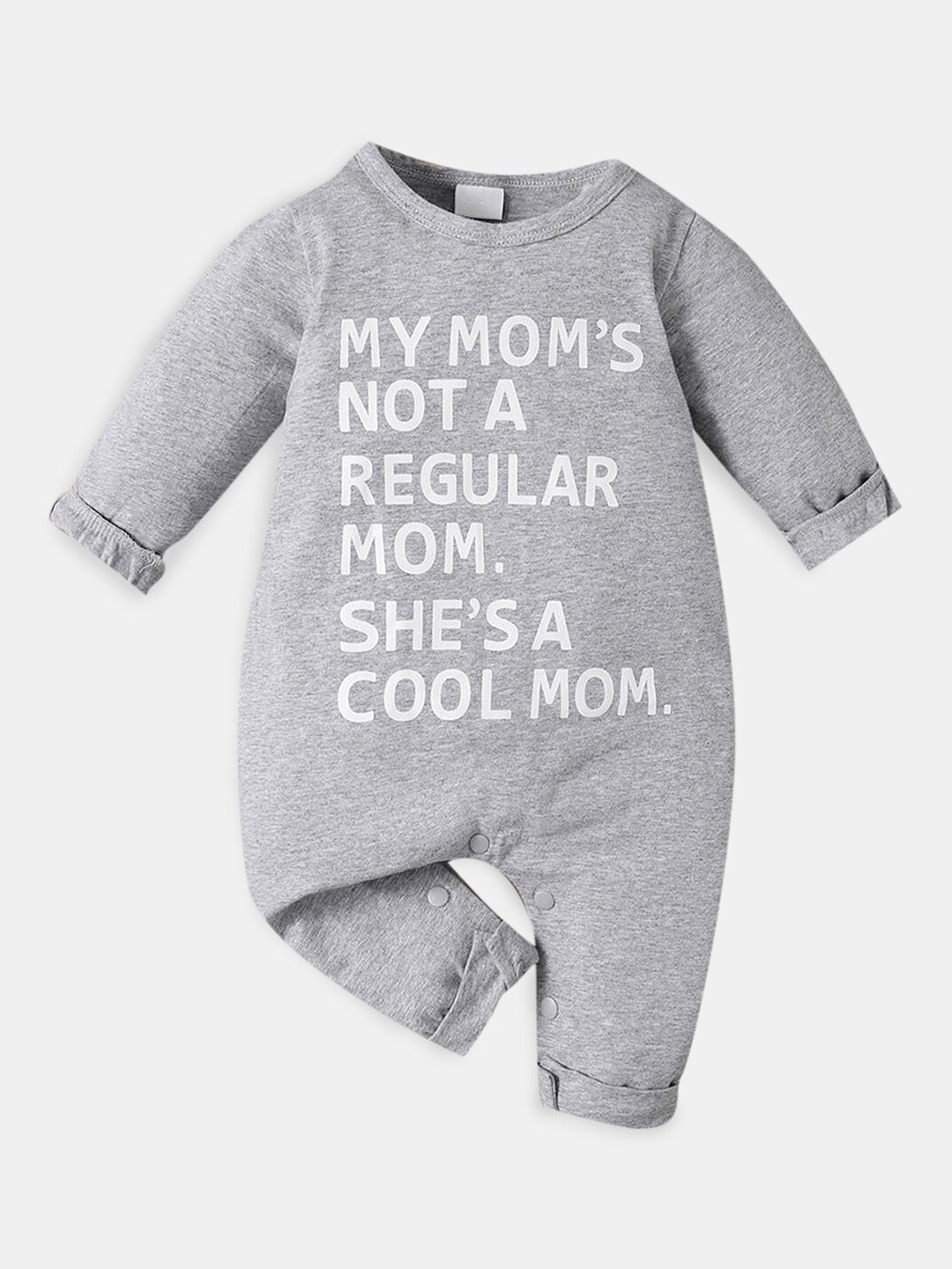 

Hopscotch Boys Grey Typography Print Full-Sleeve Rompers