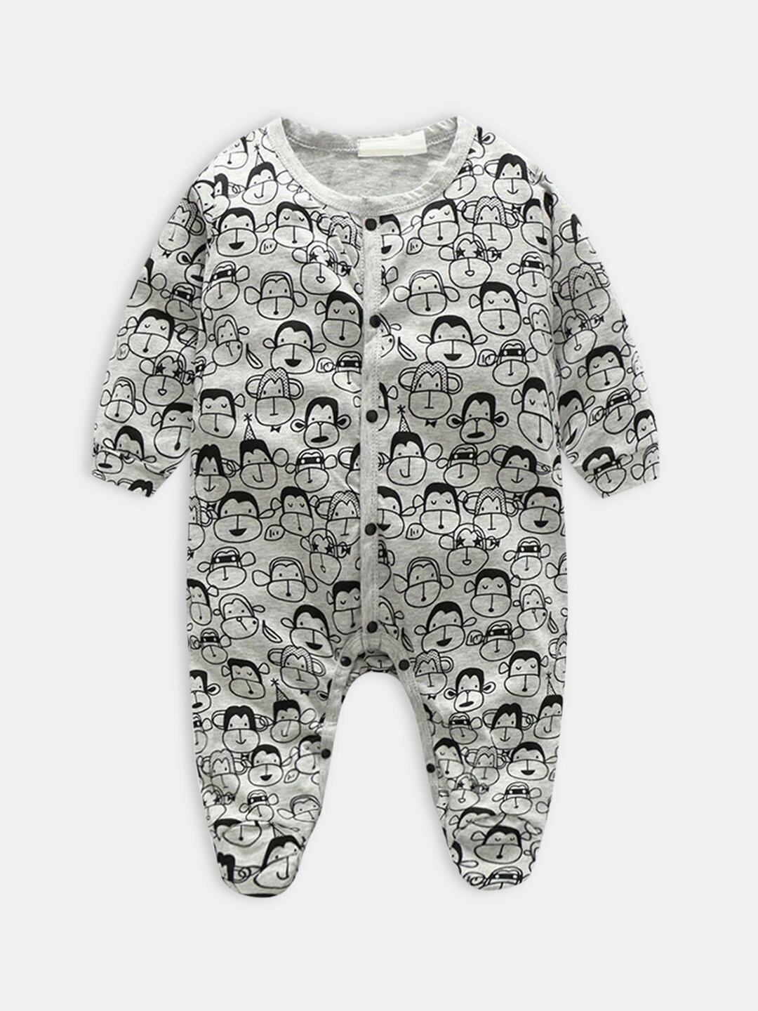 

Hopscotch Boys Grey Printed Cotton Romper