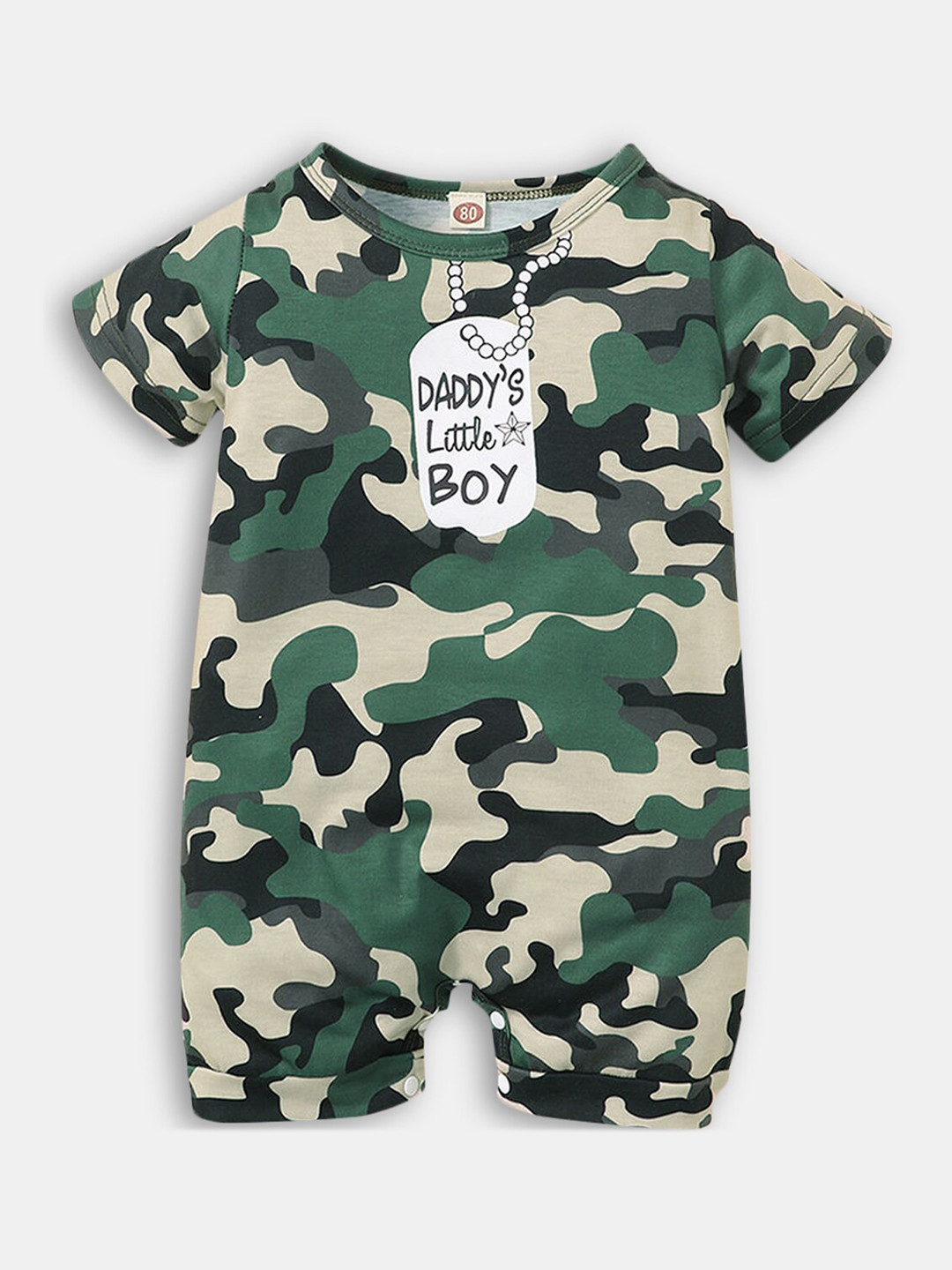 

Hopscotch Infants Boys Green & White Printed Rompers