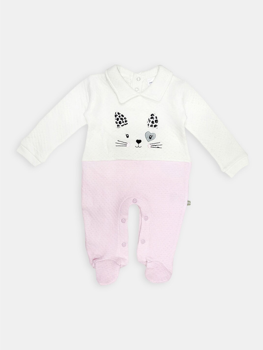 

Hopscotch Girls Pink & White Printed Cotton Rompers