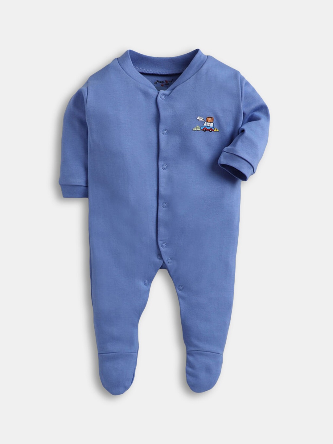 

Hopscotch Boys Solid Footie Romper, Blue