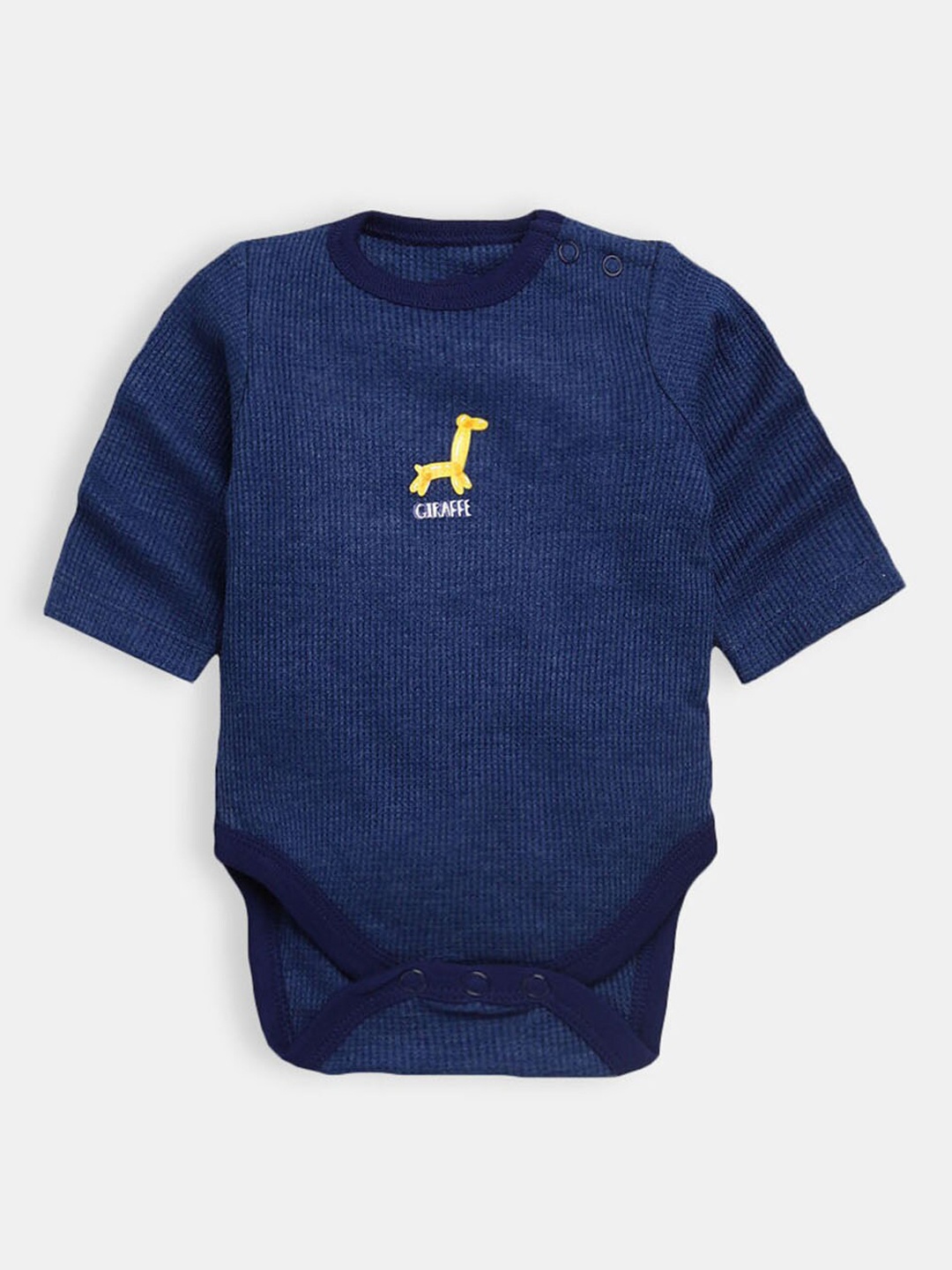 

Hopscotch Boys Navy Blue Printed Cotton Rompers
