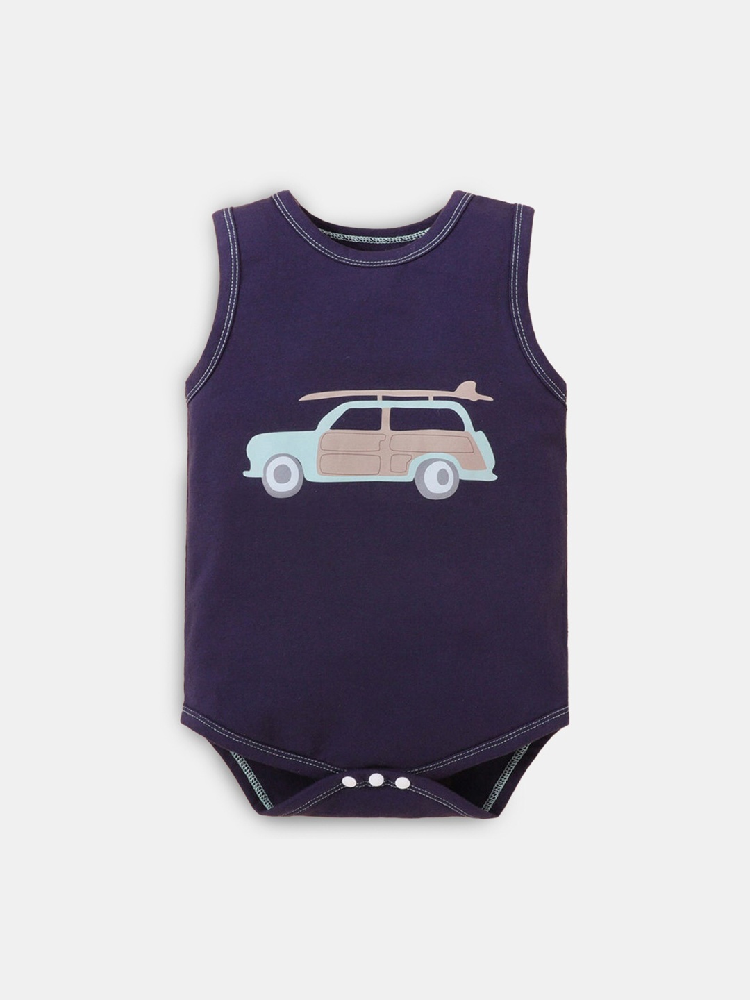 

Hopscotch Kids Navy Blue Printed Rompers