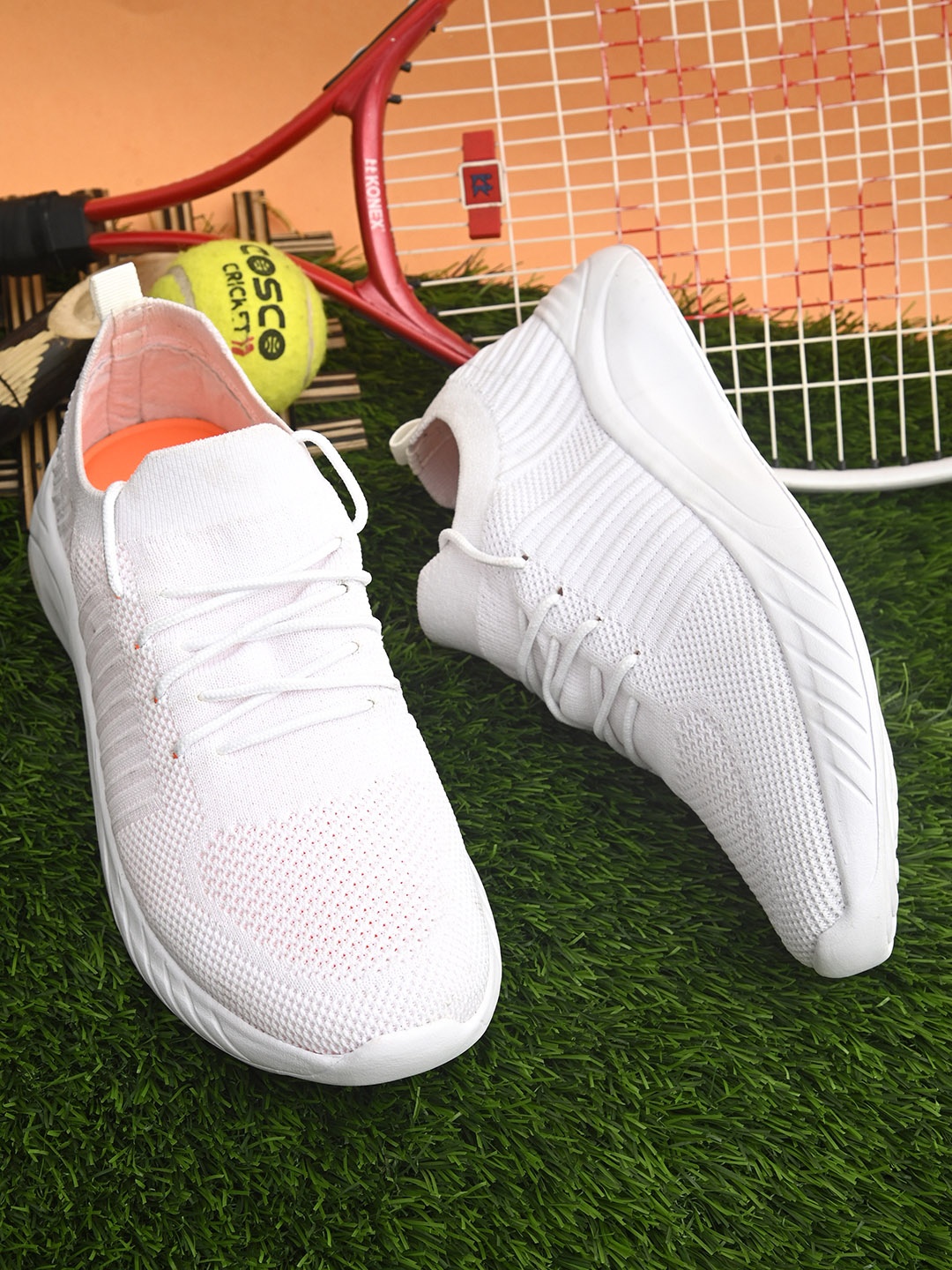

Mast & Harbour Men White Mesh Running Non-Marking Shoes